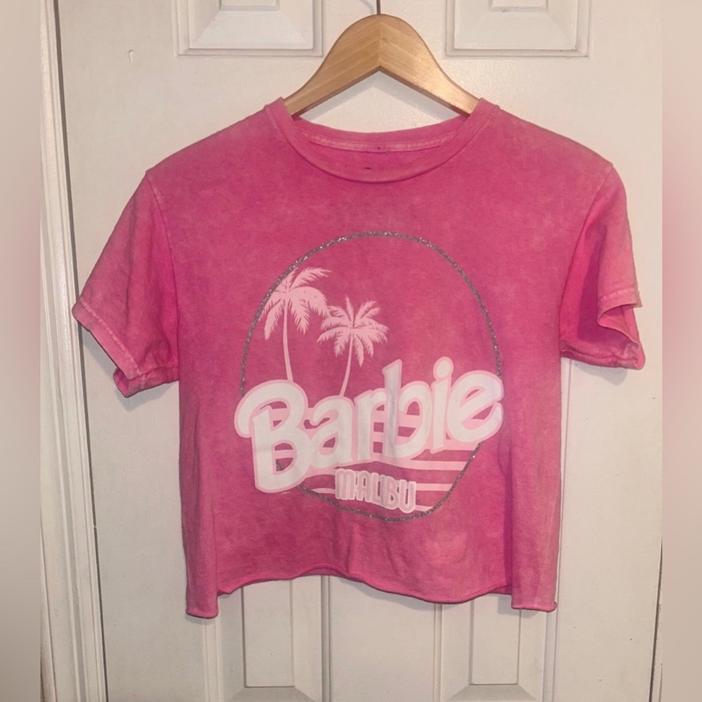 Barbie Malibu pink cropped shirt size xs